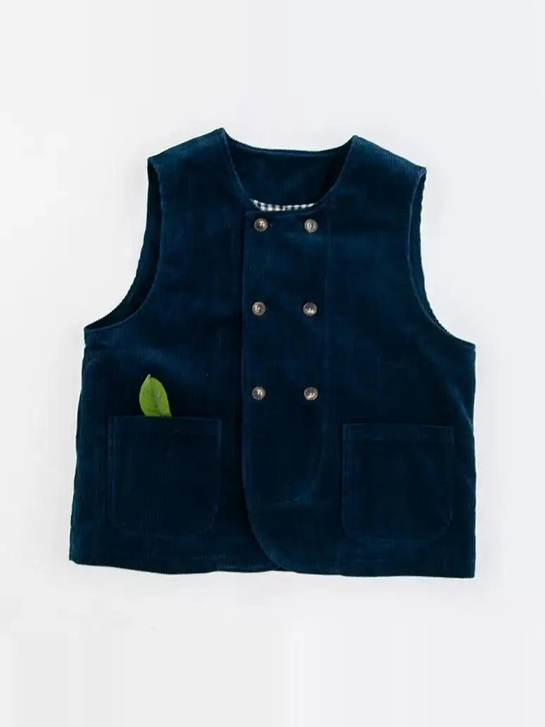 

Waed Pure Cotton Corduroy Vest Top Layer Outerwear Women's Jaet 2025 Autumn Winter Faion Versatile round Ne Double Bu...