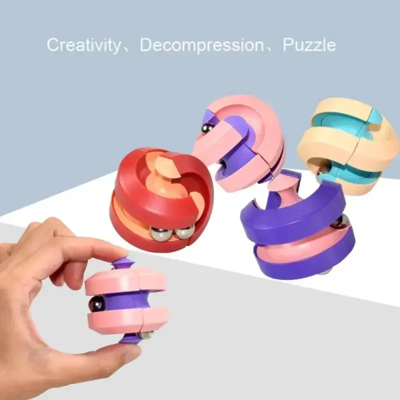Magical Bead Rotating Marble Track Metal Fingertip Decompression Infinity Cube Spinner Relieve Stress Pinball Puzzle Deform Toy