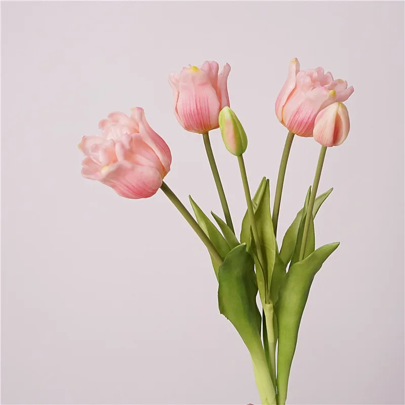 

5Head/bunch Artificial Latex Tulip Bouquet Real Touch Fake Flowers Tulips Wedding Decor Party Floral Home Decoration Accessories