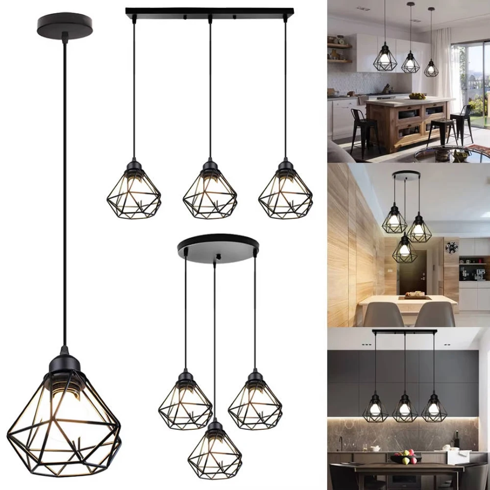 Modern 1/3 heads Pendant Lamp E27 LED Ceiling Suspended Chandelier Hanging Light Lampshade for Kitchen Living Room Loft Bedroom