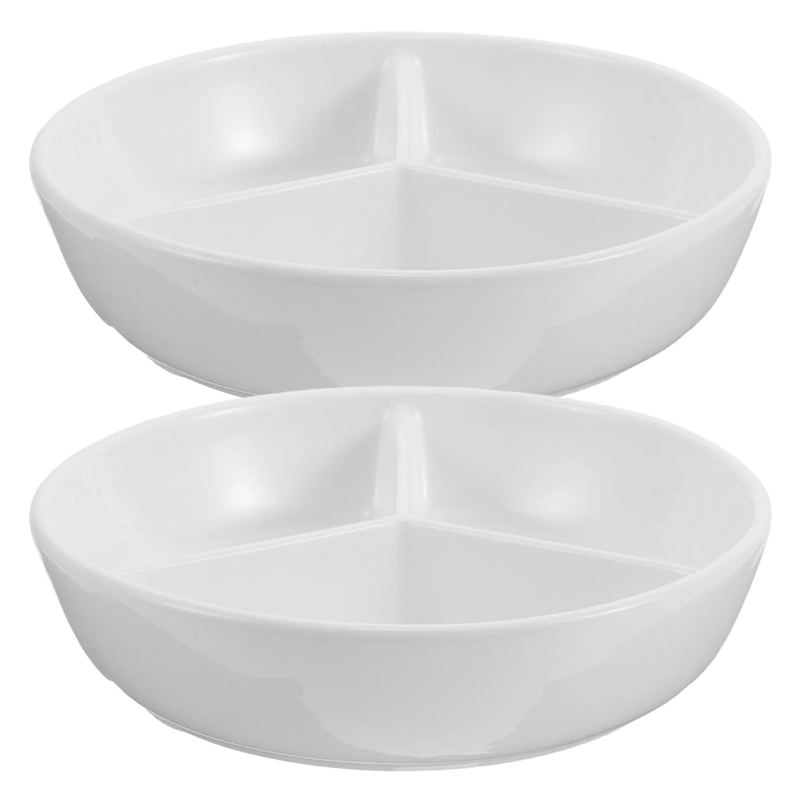 2 Pcs  16cm/6.3' Japanese Cereal Bowl Ceramic Divided Berries Yogurt Snack Compartment Deep Plate Crunchy Milk Separator Ketchup