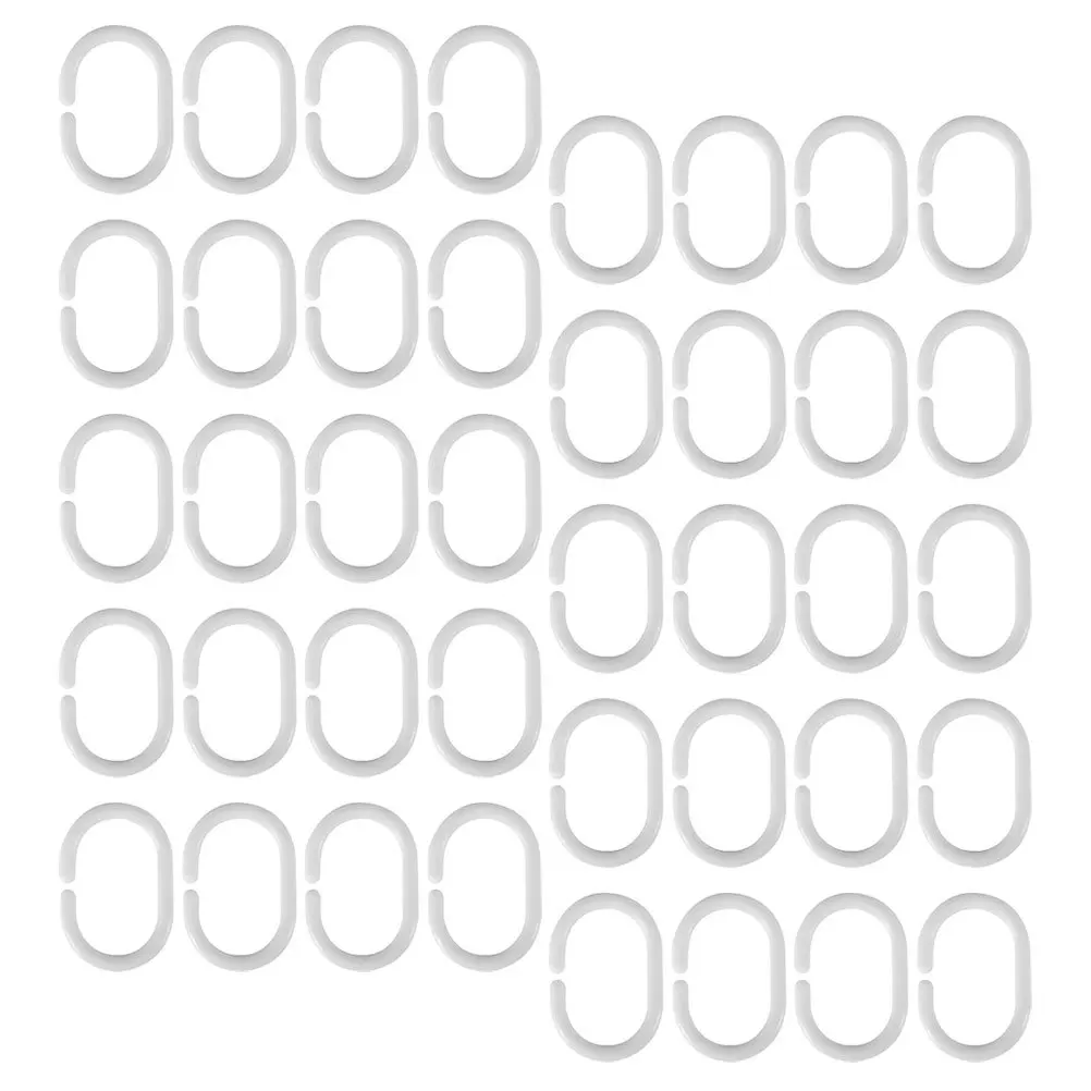 48 قطعة C على شكل دش الستار السنانير البلاستيك القوي قابلة لإعادة الاستخدام مقاوم للماء لحوض الاستحمام قضبان دش لوازم ستائر الحمام #4