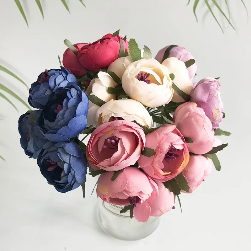 6pcs/Lot Artificial Rose Silk Flower Peony Flowers Wedding Bouquet Wedding Bridal Decor Rose Flowers For DIY Scrapbooking