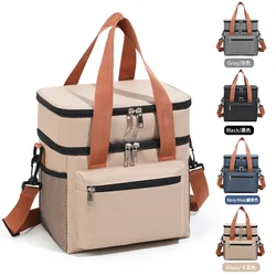 Multifunctional Double Layers Tote Cooler Lunch Bags for Women Men Large Capacity Travel Picnic Lunch Box with Shoulder Strap