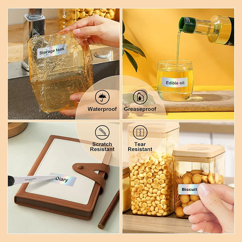 5 рулонов голографической серебряной термоэтикетки 12x40 мм, 800 этикеток, всего подходит для Phomemo D30/D35, самоклеящаяся термоэтикетка-наклейка