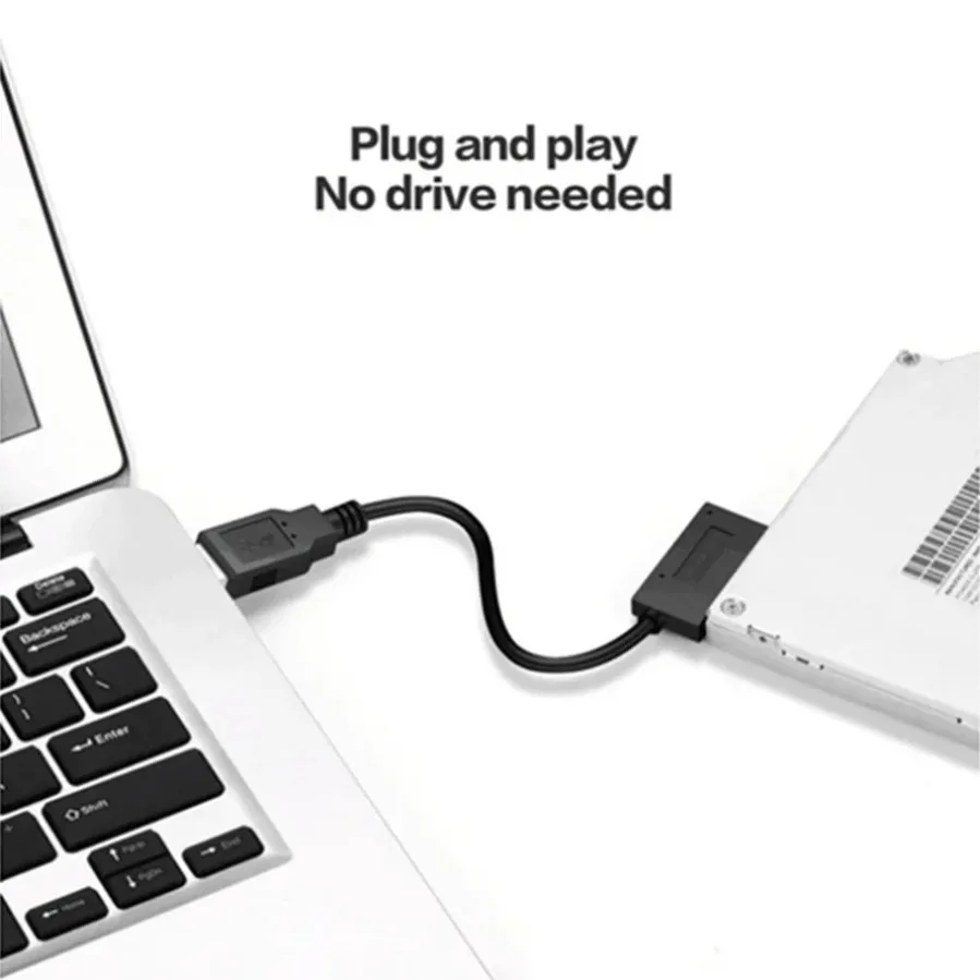 SATA to USB 2.0 Adapter 7+6 13Pin Sata Cable Converter USB Quick Date Transfer for Laptop CD/DVD ROM Slimline Drive Converter