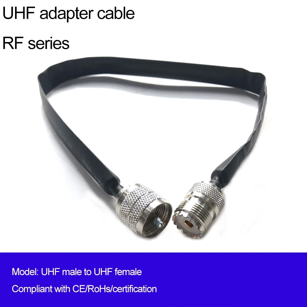 Door Window Pass Through Flat RF Coaxial Coax Cable PL259 UHF Male To SO239 UHF Female 40cm Cable