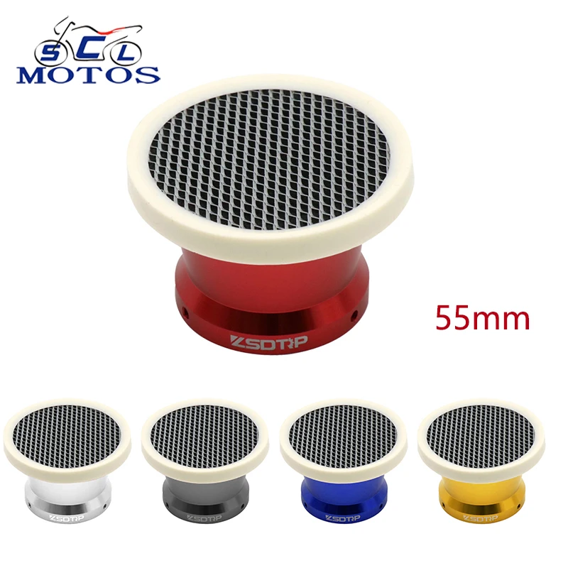Sclmotos Carburetor 55mm Velocity Stack Carburetor Air Funnel Trumpet CNC Air Filter Cup With Net For PWK 32 34mm TM VM 32 34mm