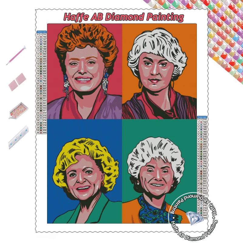 The Golden Girls Tv Series AB Diamond Painting Art Four Grandma Friends Betty White Cross Stitch Embroidery Home Decor