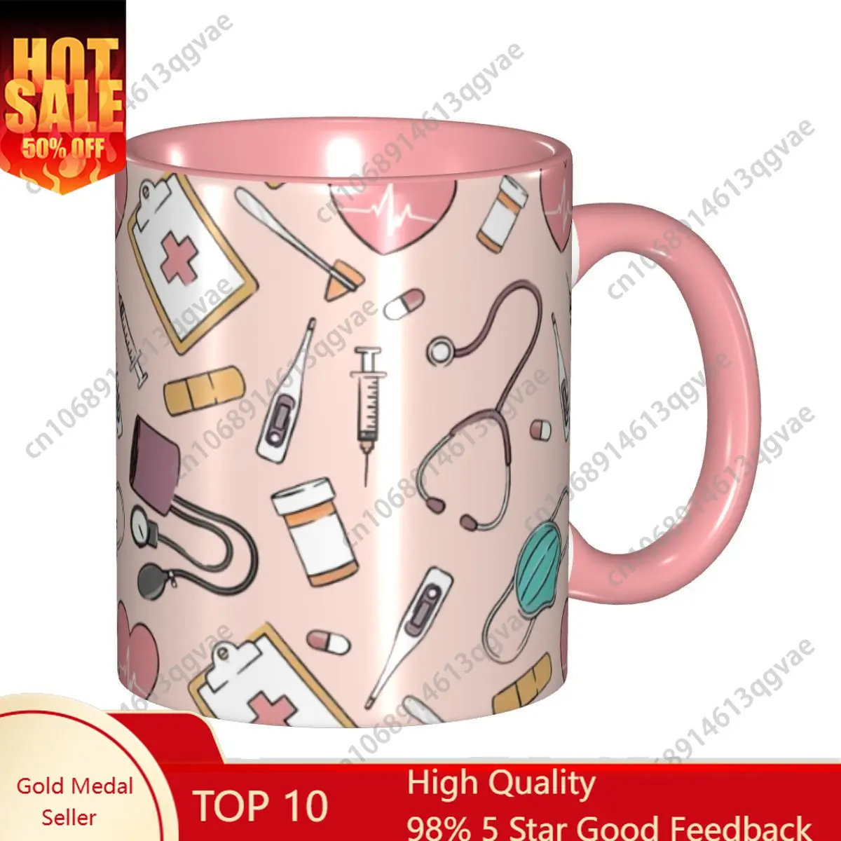 

Pink Doctor Nurse Coffee Mugs DIY Customized Enfermera En Apuros Ceramic Milk Tea Mug Cup