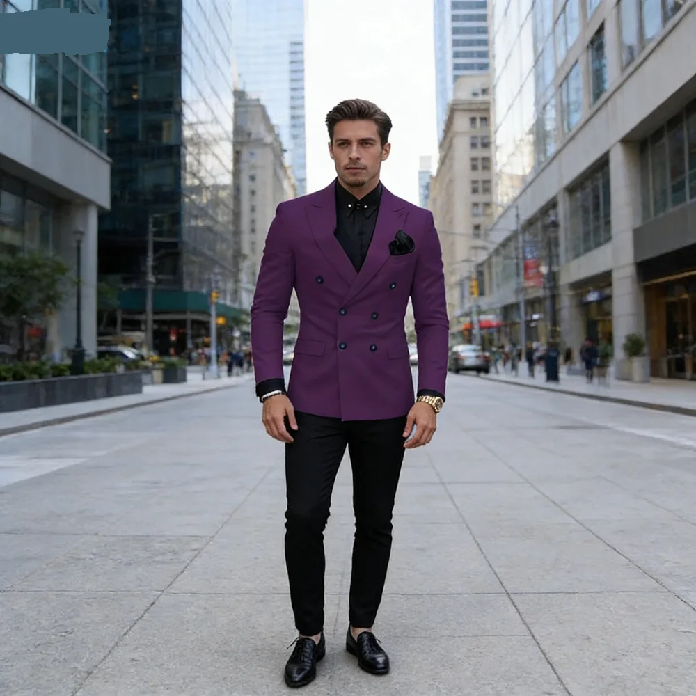 

Высококачественный приталенный мужской костюм, пиджак с зубчатыми лацканами и брюки, комплект из 2 предметов для свадебного гостя, официальный деловой наряд