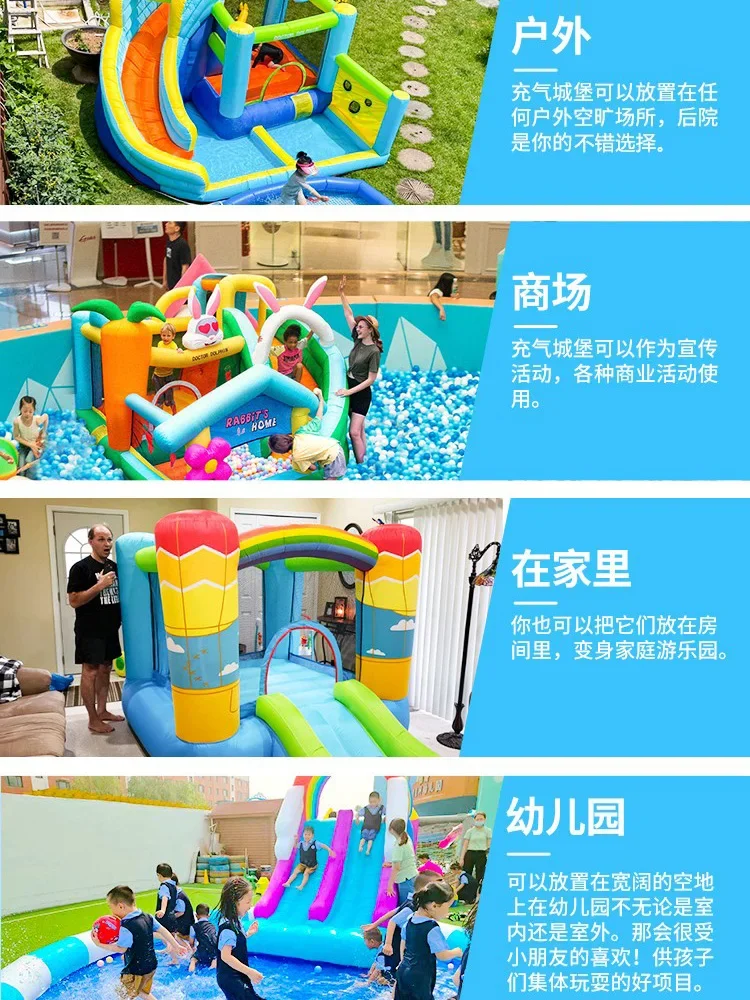 Ice cream house bouncy castle children's trampoline household indoor and outdoor slides trampoline amusement park naughty castle