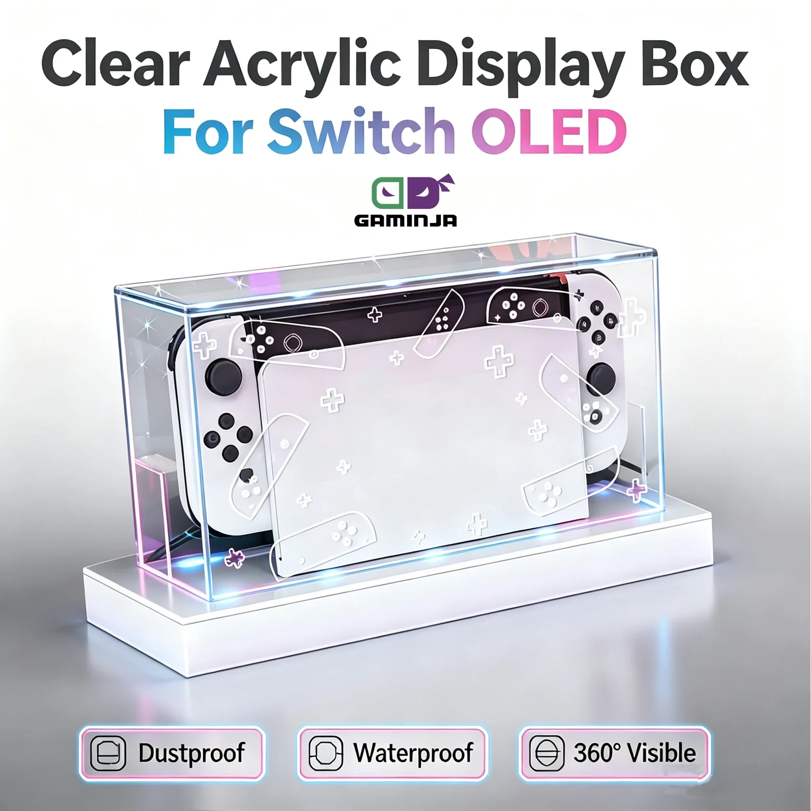 GAMINJA Clear Dust Cover for Nintendo Switch OLED Protective Acrylic Display Box Shell Game Accessories