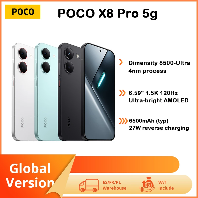 POCO X8 Pro - Smartphone 6,59 " Dimensity 8500-Ultra, batterie 6500 mAh, capteur Sony IMX882 50MP avec OIS