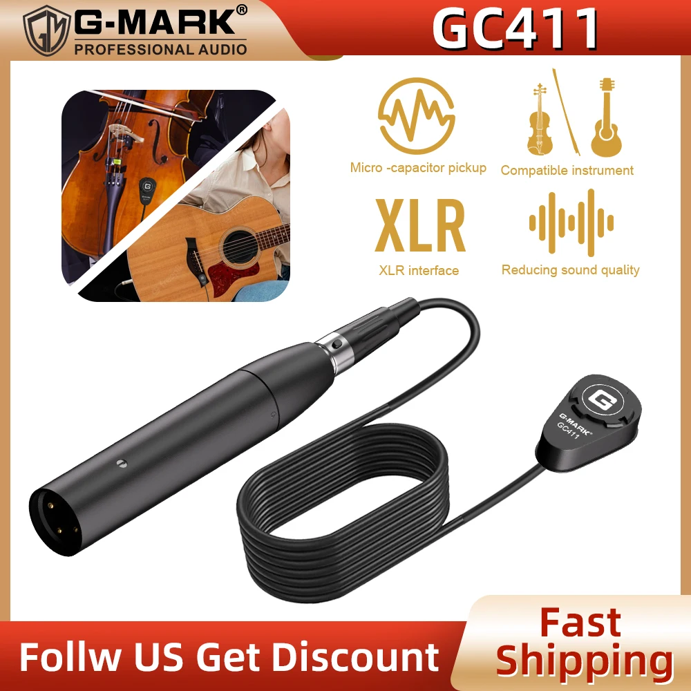 

G-MARK GC411 Instrument Pickup Violin Viola Musical Instrument Microphone Cello Condenser Mics Omnidirectional Pickup 10M Wire