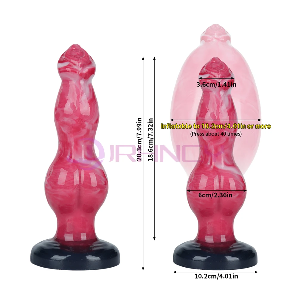 Hundedildos, aufblasbarer Analplug, BDSM 18+, Sexspielzeug für Frauen, Vaginal-/Analdilatation, G-Punkt, Prostata-Massage, Silikon-Buttplug