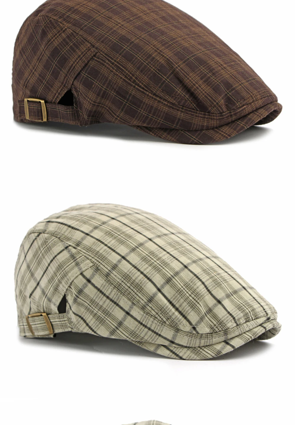 HT5072 Baskenmütze 2026 Neue Frühjahr/Sommer Ivy Flat Cap für Herren und Damen – Retro Künstler- und Malermütze mit Karomuster, verstellbare Baskenmütze für Männer und Frauen – Detail 7