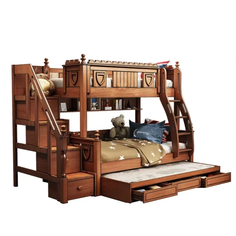 high and low  solid wood full solid wood up and down wooden bunk bed mother two floors children bed