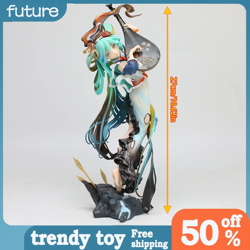 

26cm Beautiful Girl Figure Hetsune Mikun Cute Play The Piano Anime Collectible Model Desktop Decorations Holiday Gifts Kids Toys
