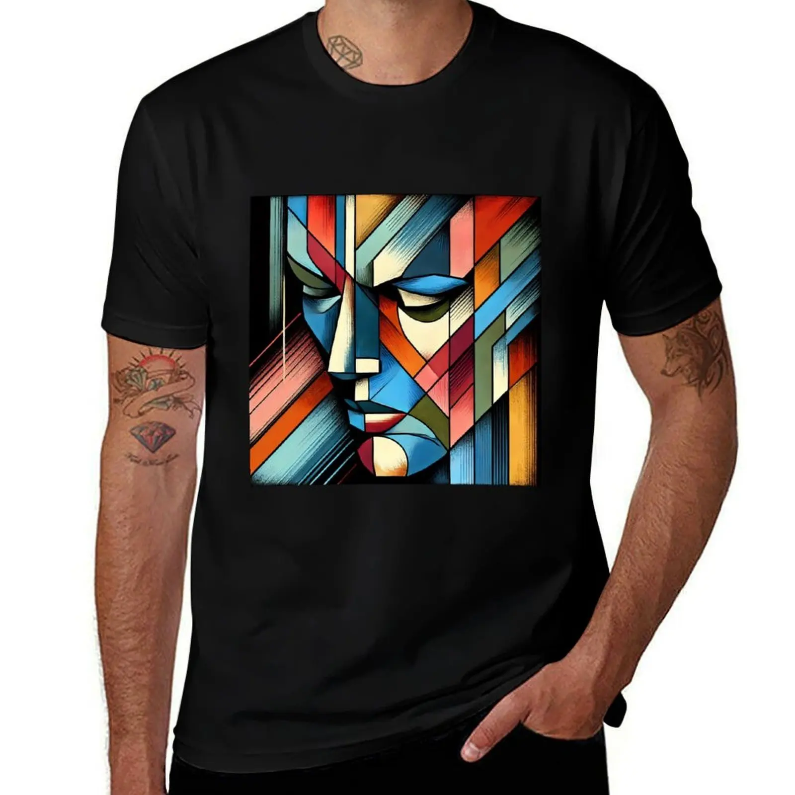 

abstract portrait T-Shirt topping customs design your own summer top Funny t-shirts men clothing