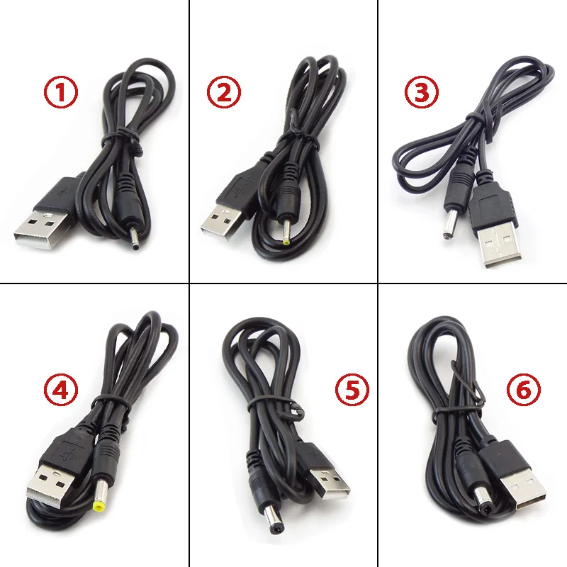 USB typu A męski do DC 3.5 1.35 4.0 1.7 5.5 2.1 5.5 2.5mm męski przedłużacz przewodu zasilającego Jack złącze kabla J17
