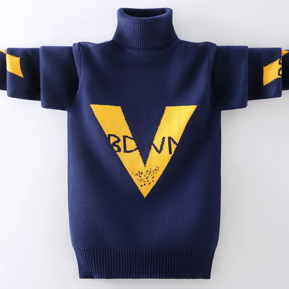 

Winter Boys Sweater Keep Warm Boys Cotton Clothing Children's Sweater Turtleneck Pullover Knitting Sweater Kids Clothes