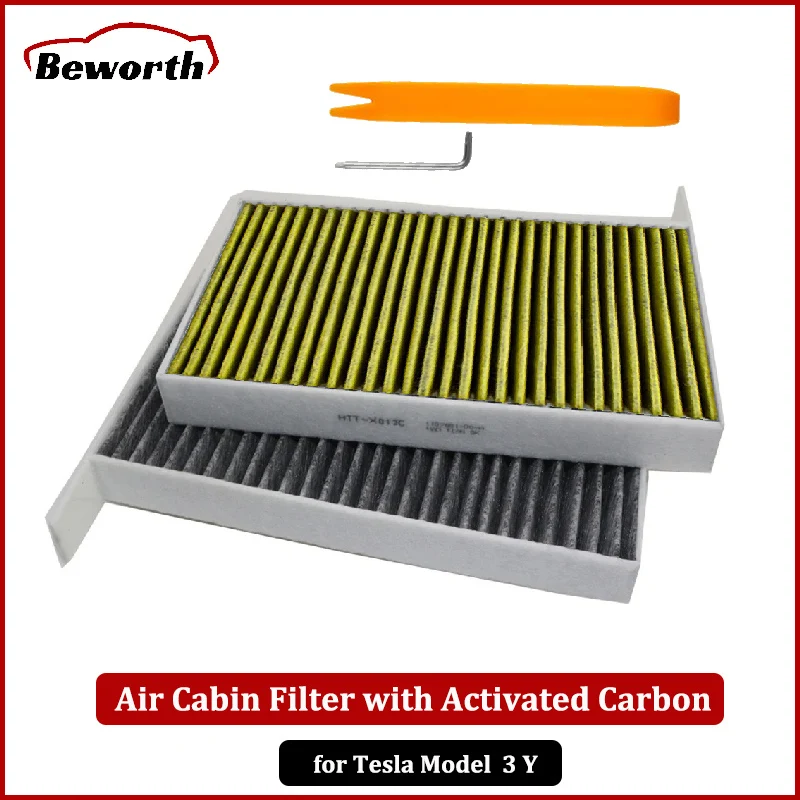 

2 Pack Air Cabin Filter for Tesla Model 3 Y Conditioner with Activated Carbon Replacement Cabin Air Conditioning Car Accessories