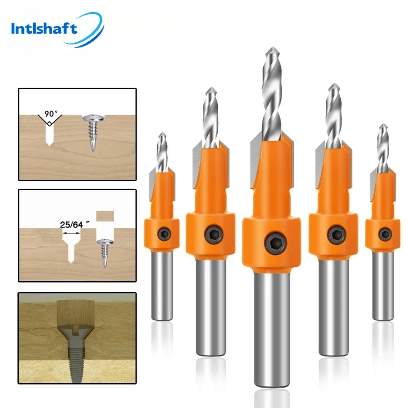 8mm Shank HSS Woodworking Countersink Router Bit Screw Extractor Remon Demolition for Wood Milling Cutter