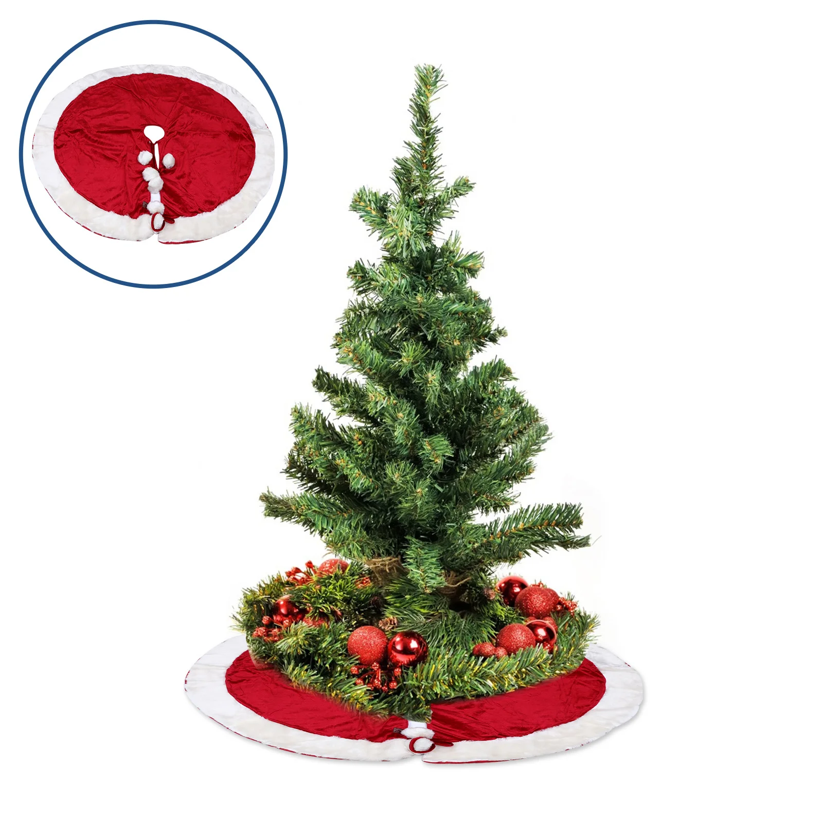 

1pc Christmas Tree Skirt Red Xmas Decor For Living Room Garden Party Holiday Tree Mat Decoration Party Supplies
