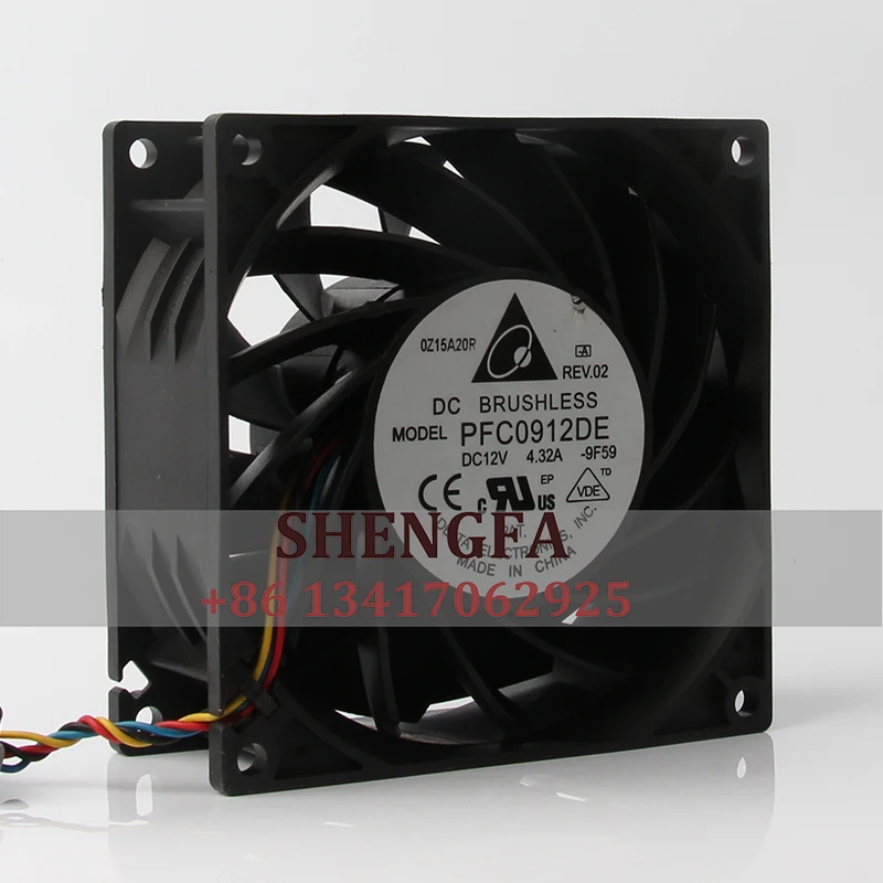 

DELTA PFC0912DE Case Cooling Fan 9038 12V 4.32A 9CM 90x90x38MM Violent Double Ball Bearing Server Module Axial Flow