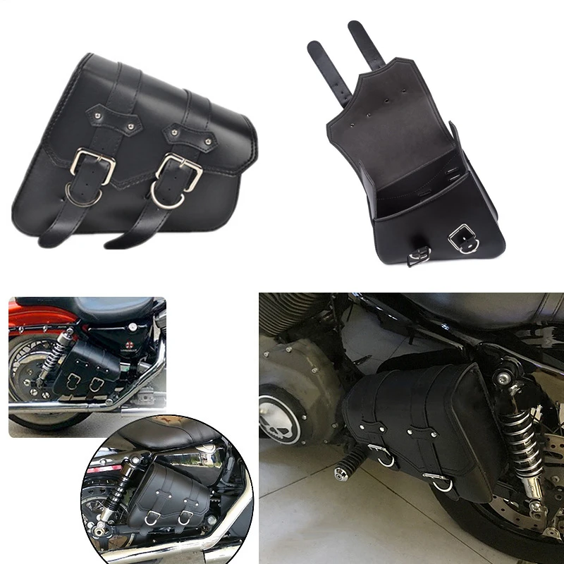

Сумка для мотоцикла на правую сторону, из искусственной кожи, для крепления на маятник, для инструментов, для Sportster XL883 1200 Honda Suzuki, универсальные седельные сумки для хранения