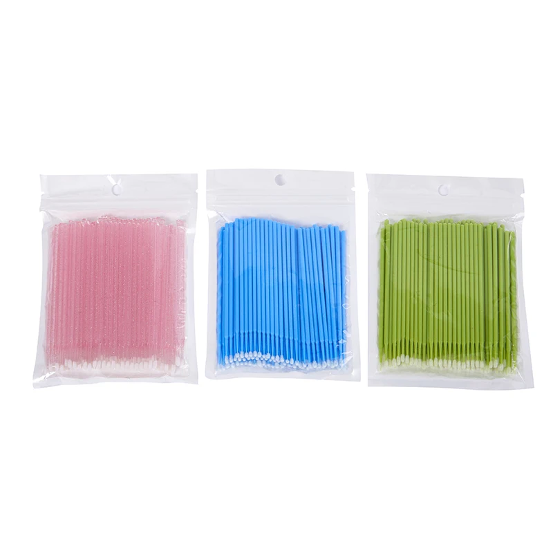 100pcs Micro Brushes Cotton Swab Eyelash Extension Disposable Eye Lash Glue Cleaning Brushes Applicator Sticks Makeup Tools