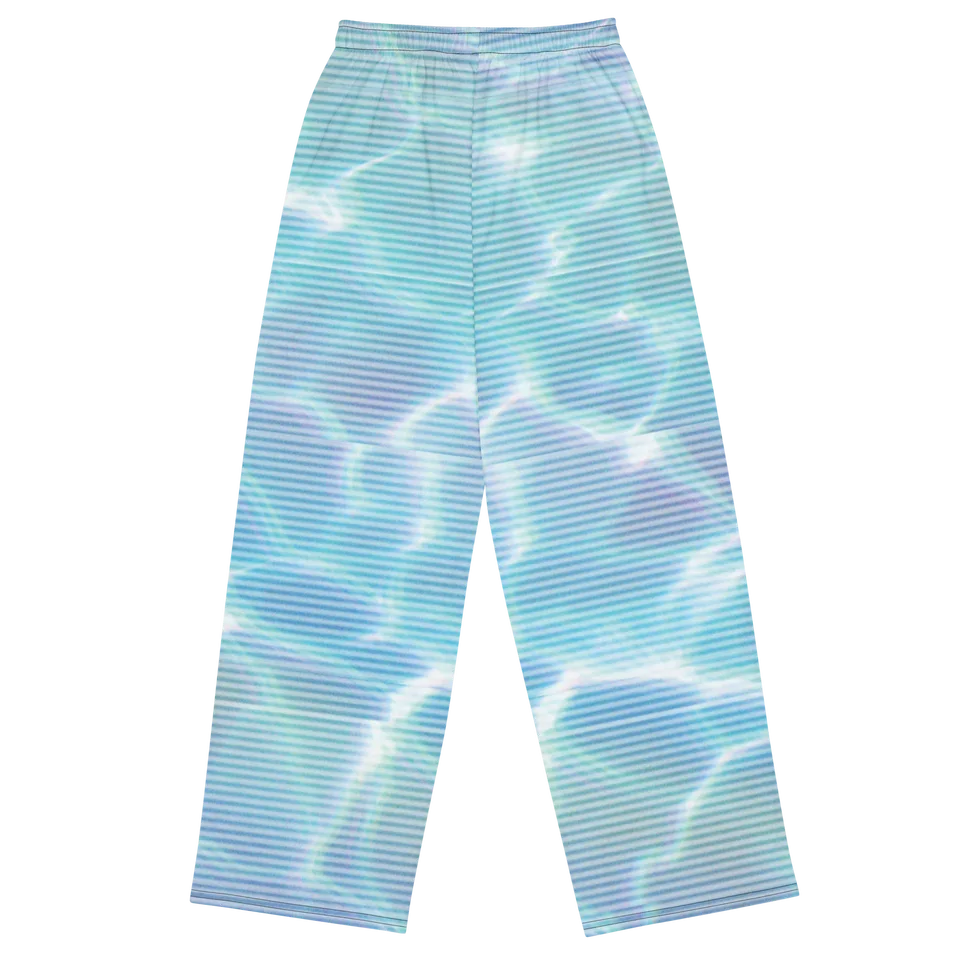 Clear Ice Blue Harajuku Style Y2K 3D Printed Sports Casual Pants, Summer Cool Feel Pajama Pants, Street-Breaking Relaxed Fit