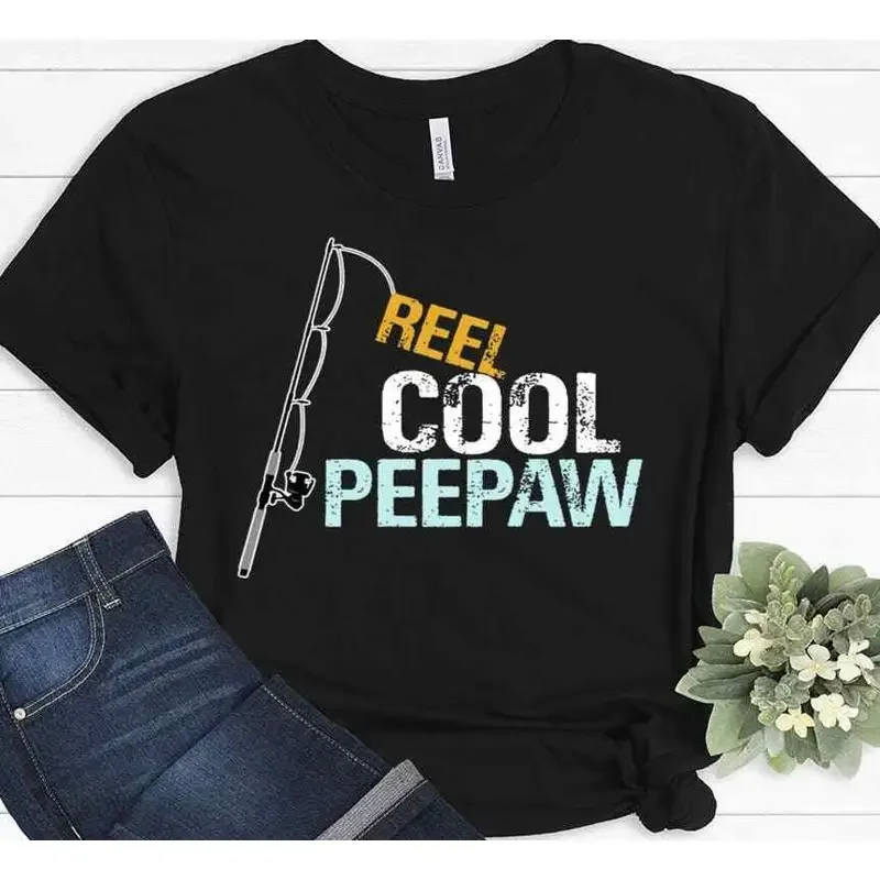 Cool Peepaw Fishing From Granddaughter Grandson Birthday Father T shirt