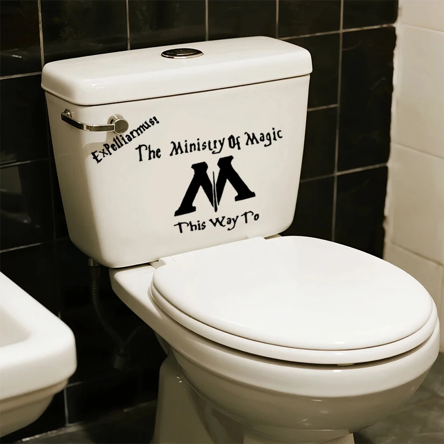 2 uds/hoja de Harry Potter Ministerio de Magia pegatina de pared para baño decoración asiento de inodoro pegatina artística de vinilo extraíble calcomanías Decoración