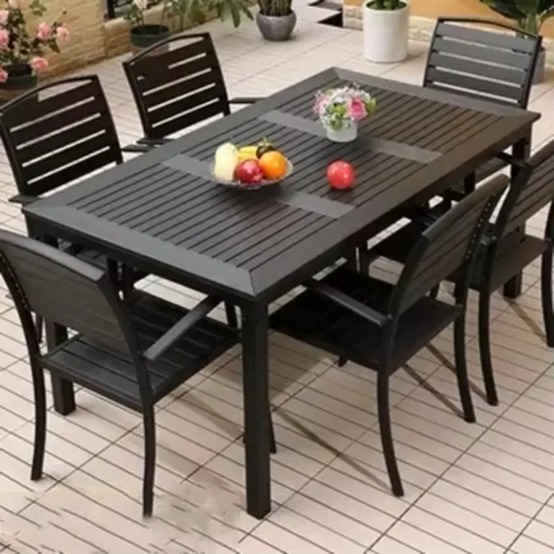

modern luxury fashion furniture outdoor plastic wood dining garden outdoor table for sale