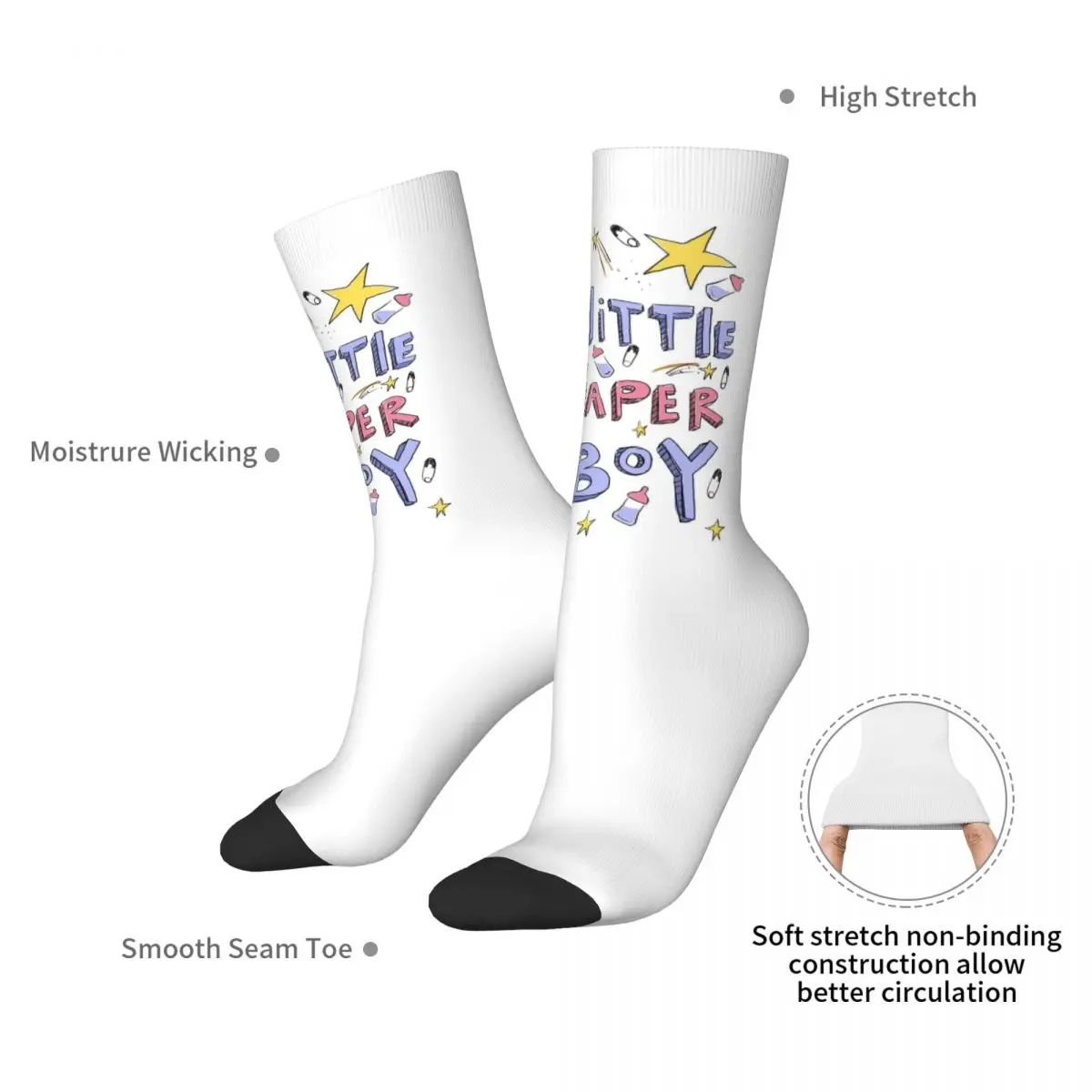 Little Diaper Boy Abdl Socks Harajuku Super Soft Stockings All Season Long Socks Accessories for Unisex Christmas Gifts