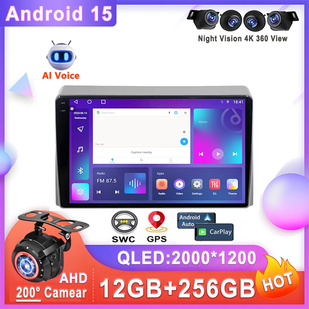 

For Toyota Hiace XH10 H200 5 Ⅴ 2004 - 2021 Android 15 Auto Radio Multimedia Player Stereo Head Unit QLED Screen No 2din DVD 5G