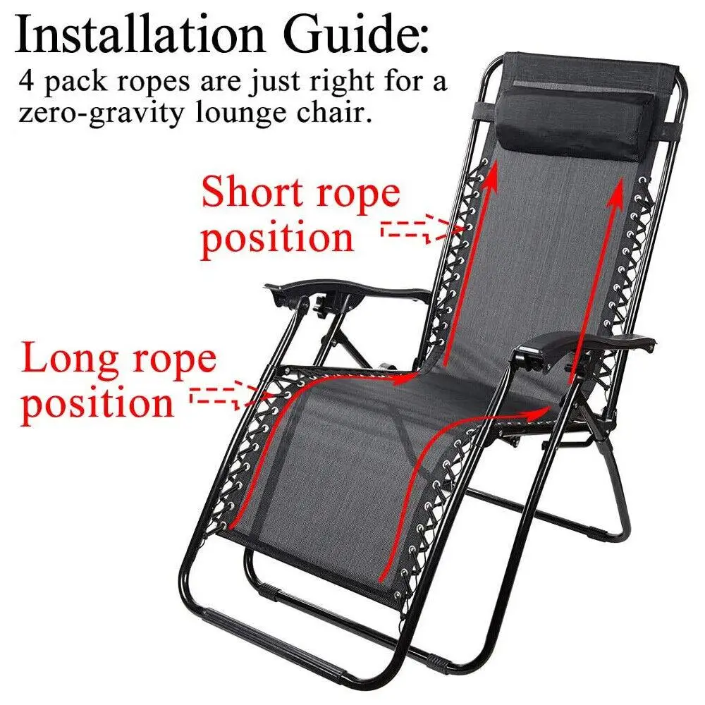 4Pcs/set Durable Sun Loungers Replacement Chair Recliner Recliner Chairs Accessories Binding Rope Elastic Cord