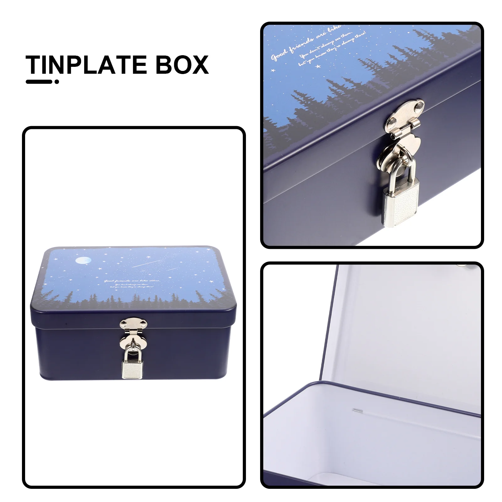 Candy Container Storage Tin Box with Lock Tinplate Decorate Tea Leaves Small Case Important Document Tins Lids