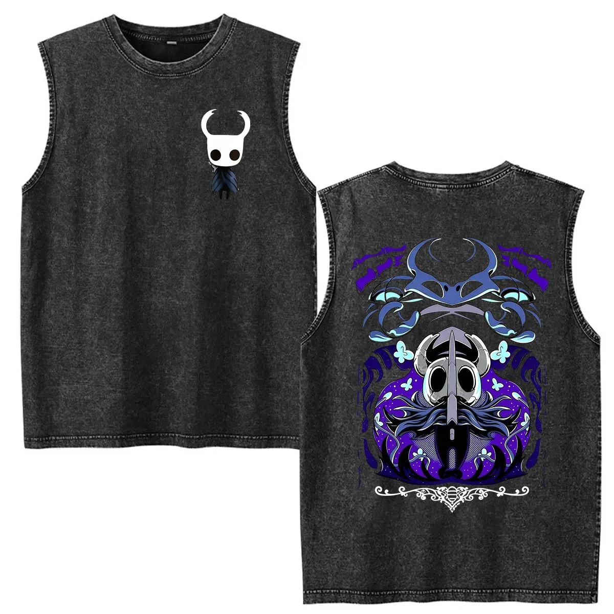 Washed Ves Hollow Knight Game 2026 T Shirt Men's Women Vintage Tank Top Oversized Cotton T-shirts Clothing short sleeve t-shirt