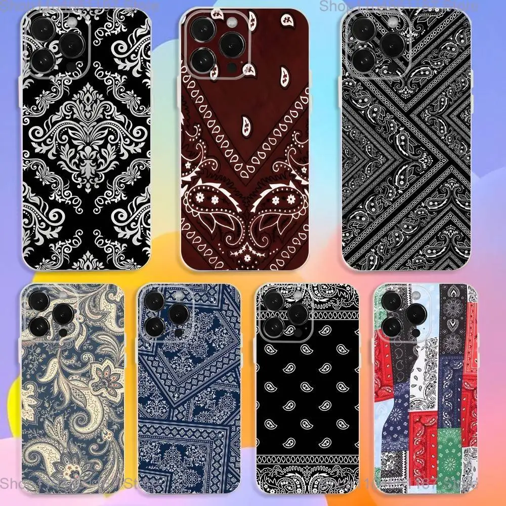 حافظة هاتف بنمط باندانا لهاتف آيفون 17,16,15,14,13,12,11 Pro,Max,Plus,X,XS,XR,SE,سيليكون شفاف صغير ناعم