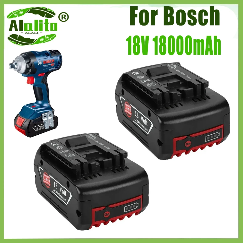 100% Original 18V 18.0A Lithium Ion Rechargeable Battery for Bosch 18000mah Spare Power Tools Portable Replacement Indicator