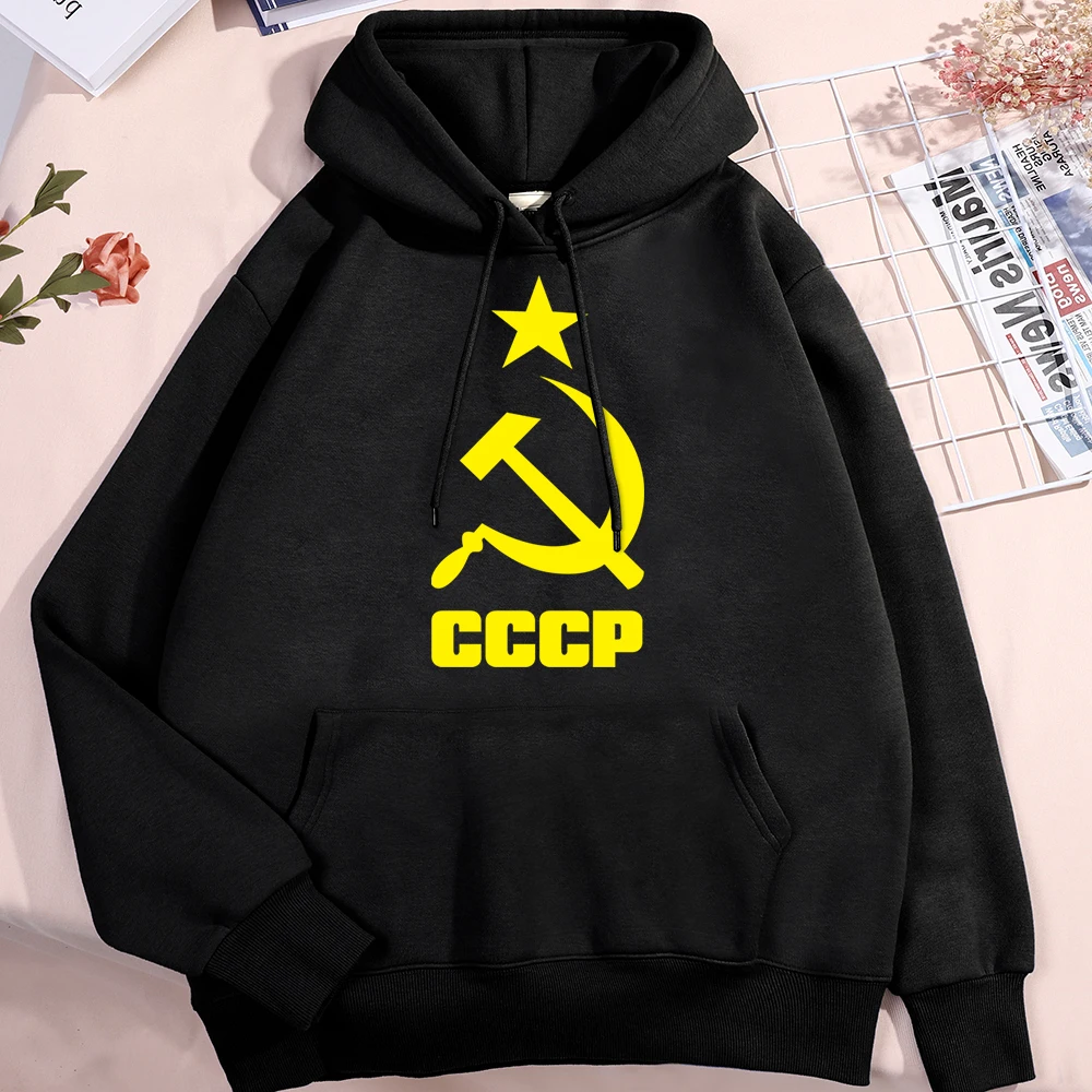 Cccp Hammer Sickle Star Men Women Hoodies New O-Neck Pullover Hoody Harajuku Fleece Sweatshirt Funny Crewneck Man Streetwear