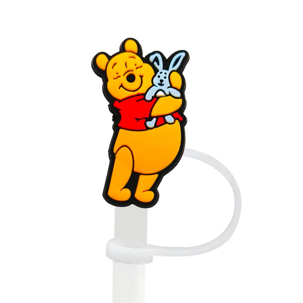 Niedliche Silikon-Strohhalm-Abdeckungen mit Winnie-Puuh-Motiv für 10-mm-Strohhalme, Strohhalmkappen für Glasbecher, passend für 30- und 40-Unzen-Becher mit Henkel, staubdicht, wiederverwendbar. – Detail 11