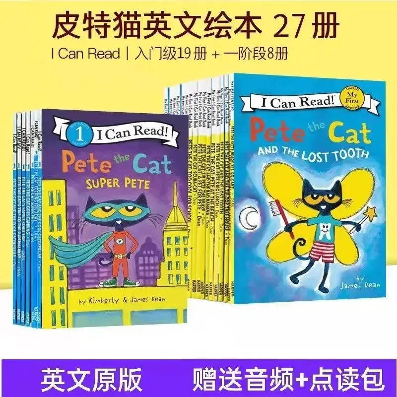 27 Books/set The Most Complete 27 Volumes, The Pete Cat Book English Picture Book, Pete The Cat I Can Read Free Audio