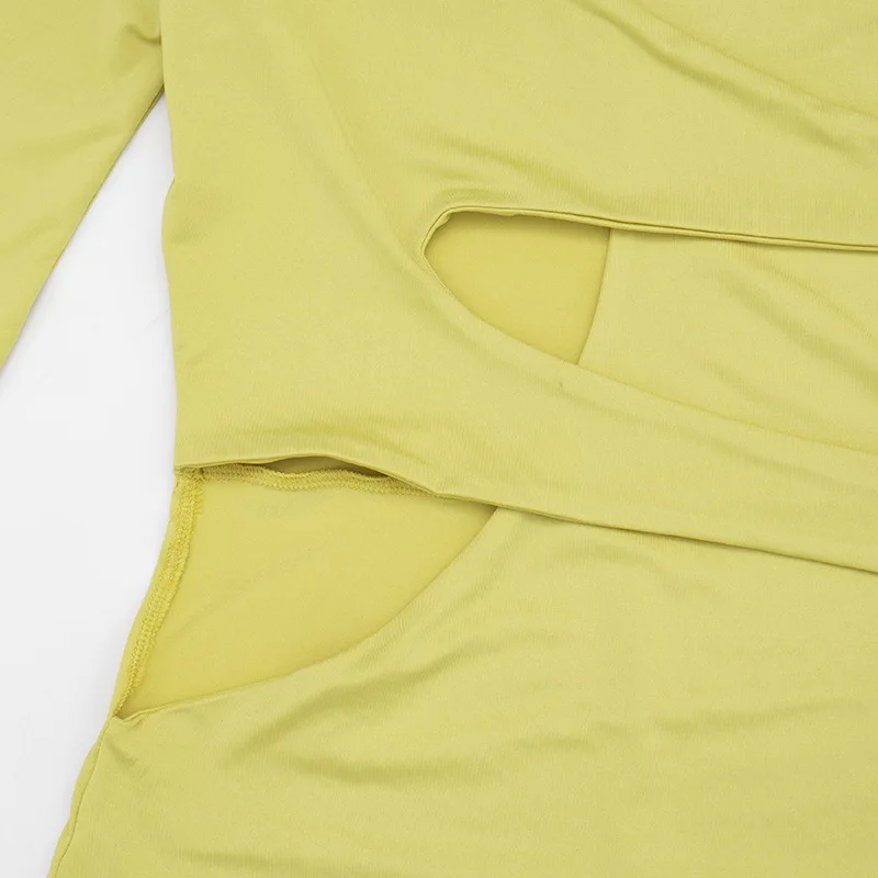 JENYAGE Damen-Jumpsuit mit einem Schulter-Ausschnitt, weich, dehnbar, einfarbig, sexy, langärmelig, asymmetrisch, figurbetont, knielang. – Detail 16