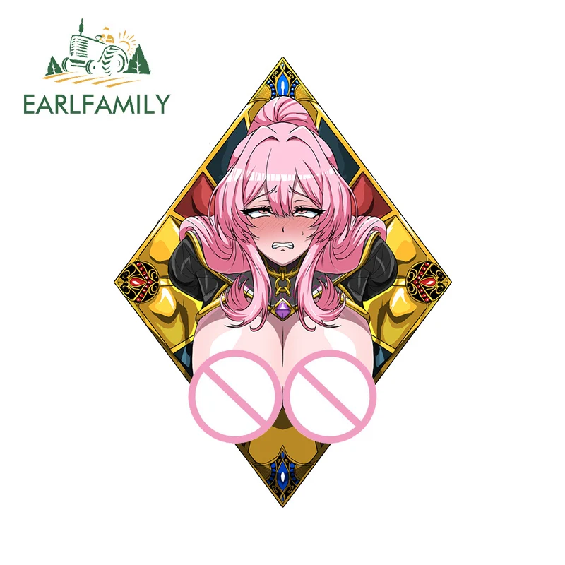 

EARLFAMILY Ahegao лицо сексуальная грудь автомобильная наклейка NFSW принцесса большая грудь автомобильные аксессуары наклейка солнцезащитный крем украшение на холодильник