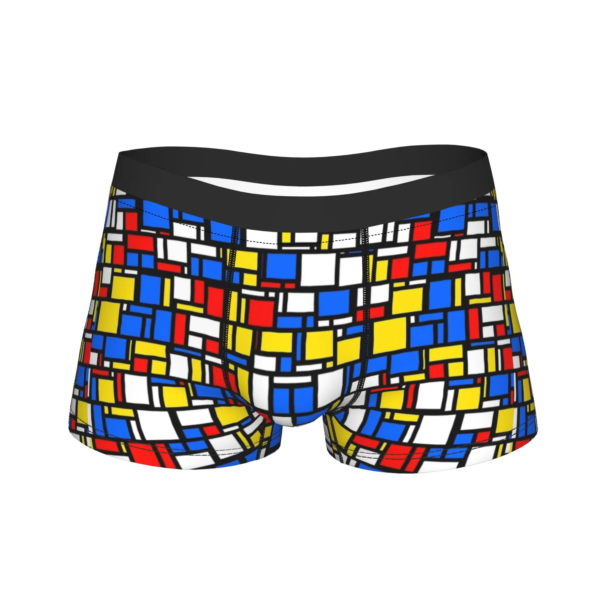 Mondrian Style Underwear  Pattern Boxer Shorts Trenky Men's Panties Breathable Shorts Briefs Birthday Present