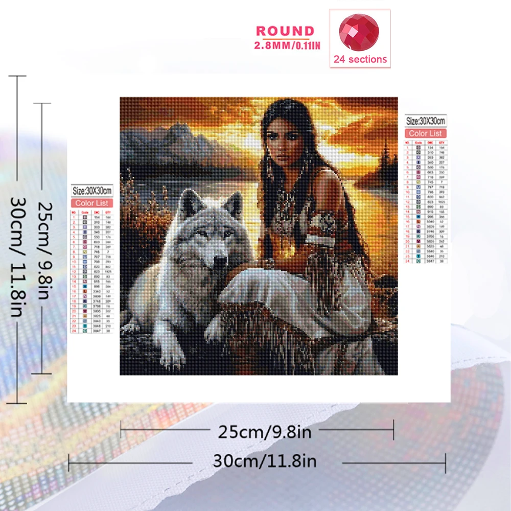 Momoart Woman Diamond Mosaic Portrait Craft Kit DIY Diamond Painting Wolf Picture of Rhinestones Embroidery Dog Handmade Hobby
